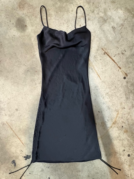 Aritzia Dresses & Skirts - Aritzia Black Satin Cowl-Neck Mini Dress